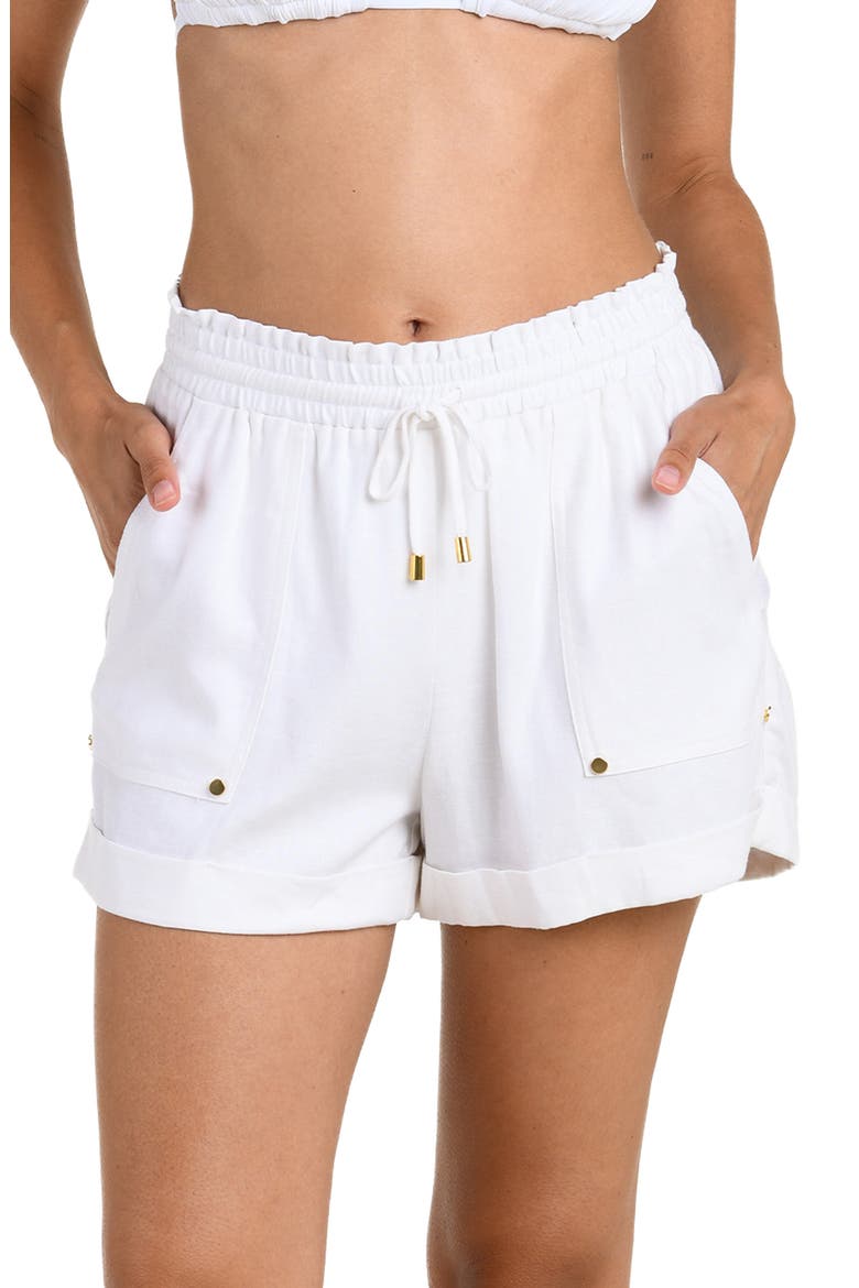 Delphine Coast Cover-Up Shorts, Main, color, WHITE