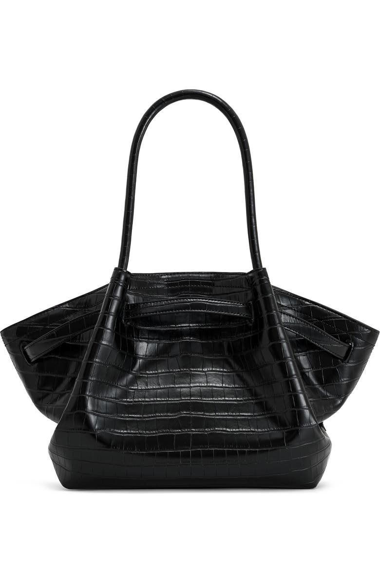 JW PEI Medium Hana Croc Embossed Faux Leather Tote, Alternate, color, Black Croc
