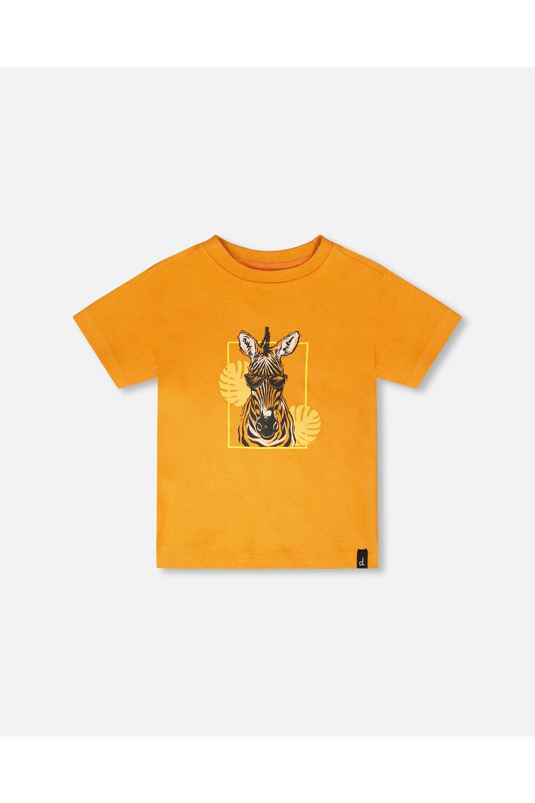 Organic Cotton Zebra Print Short Sleeve T-Shirt, Main, color, Orange