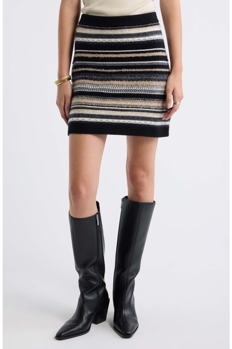 Striped Wool & Cashmere Blend Miniskirt, Main, color, NEUTRAL MULTI STRIPE