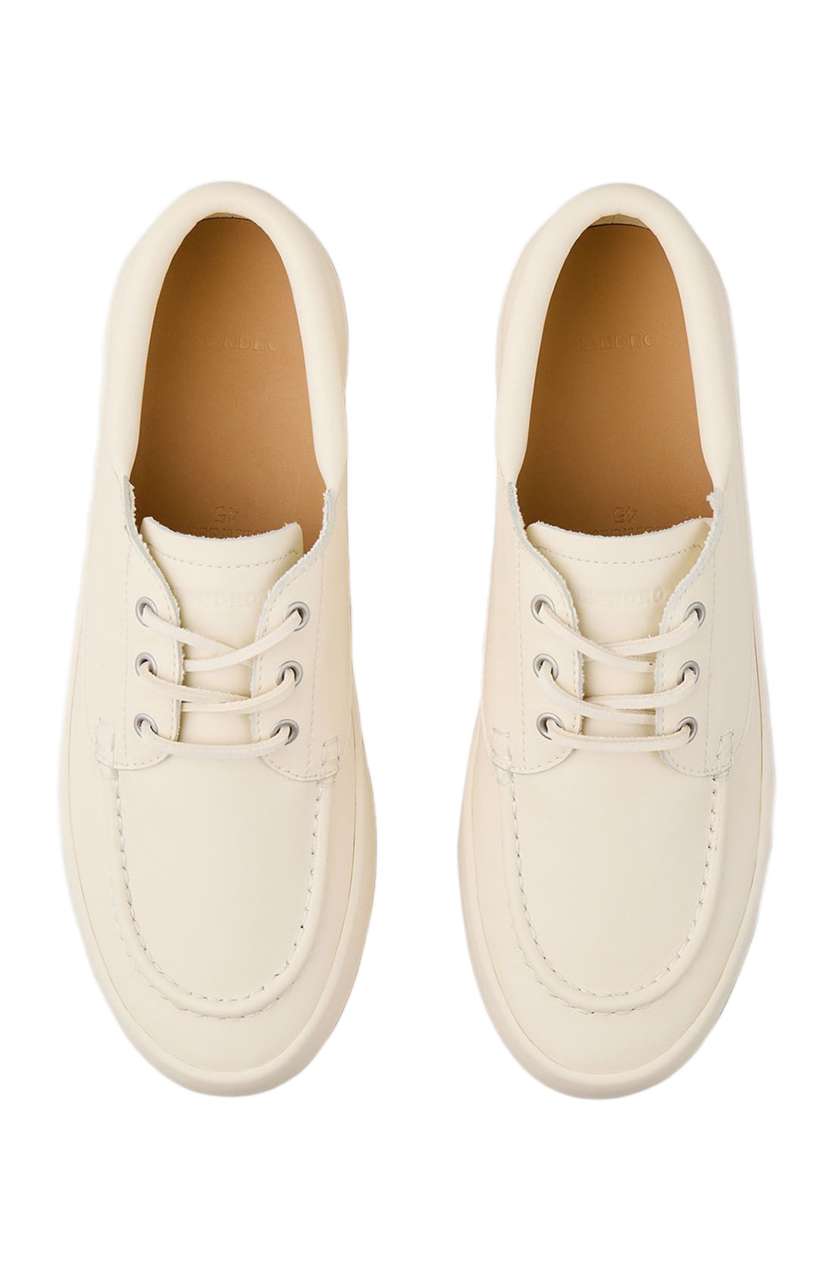 SANDRO Leather boat shoes, Alternate, color, 