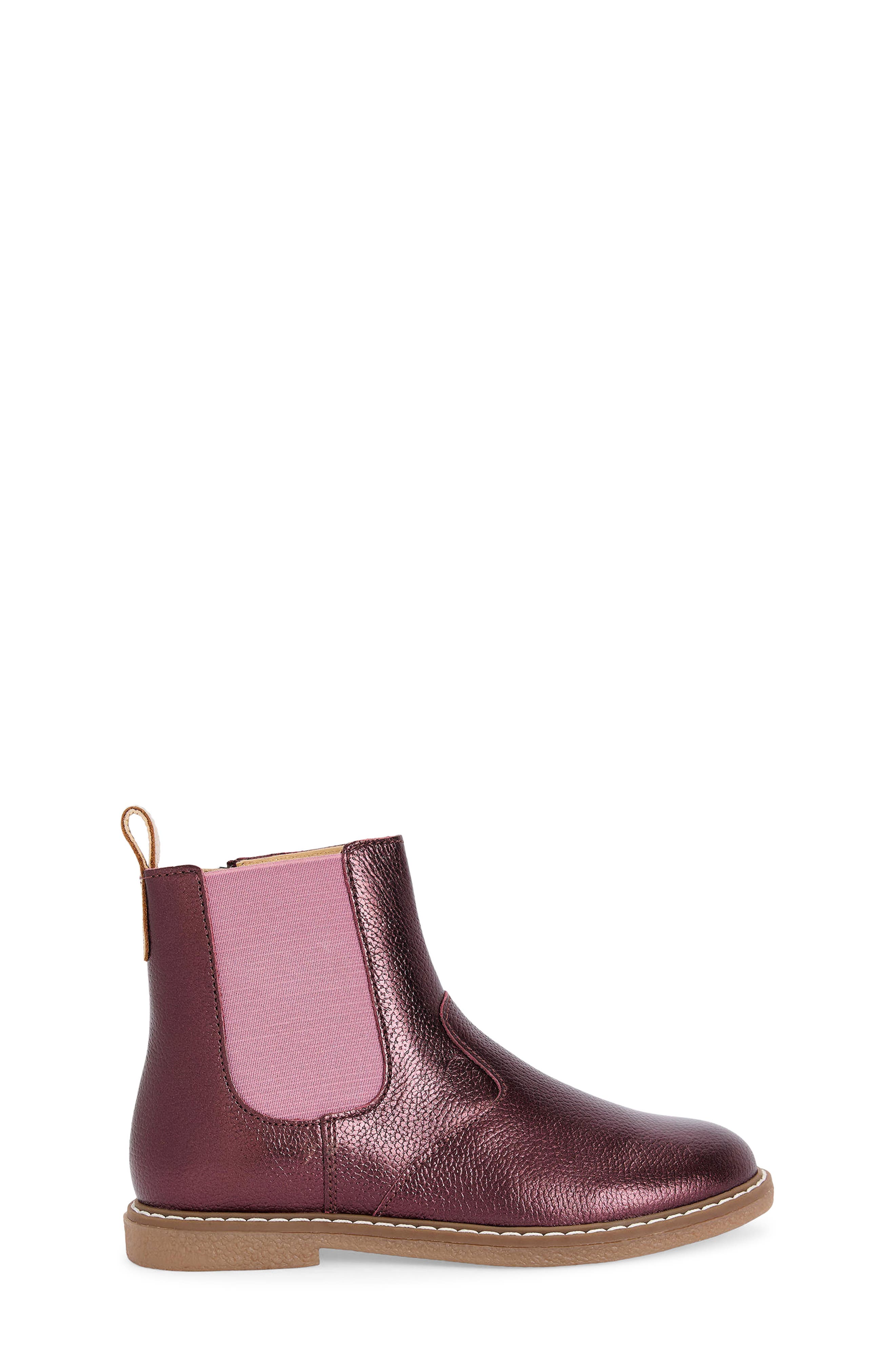 Kids' Leather Chelsea Boot, Main, color, BURGUNDY METALLIC