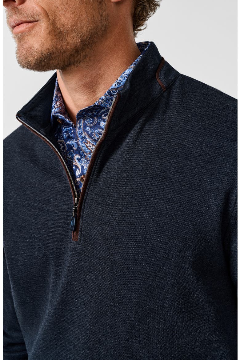 Cotton Blend Quarter Zip Sweater, Alternate, color, NAVY