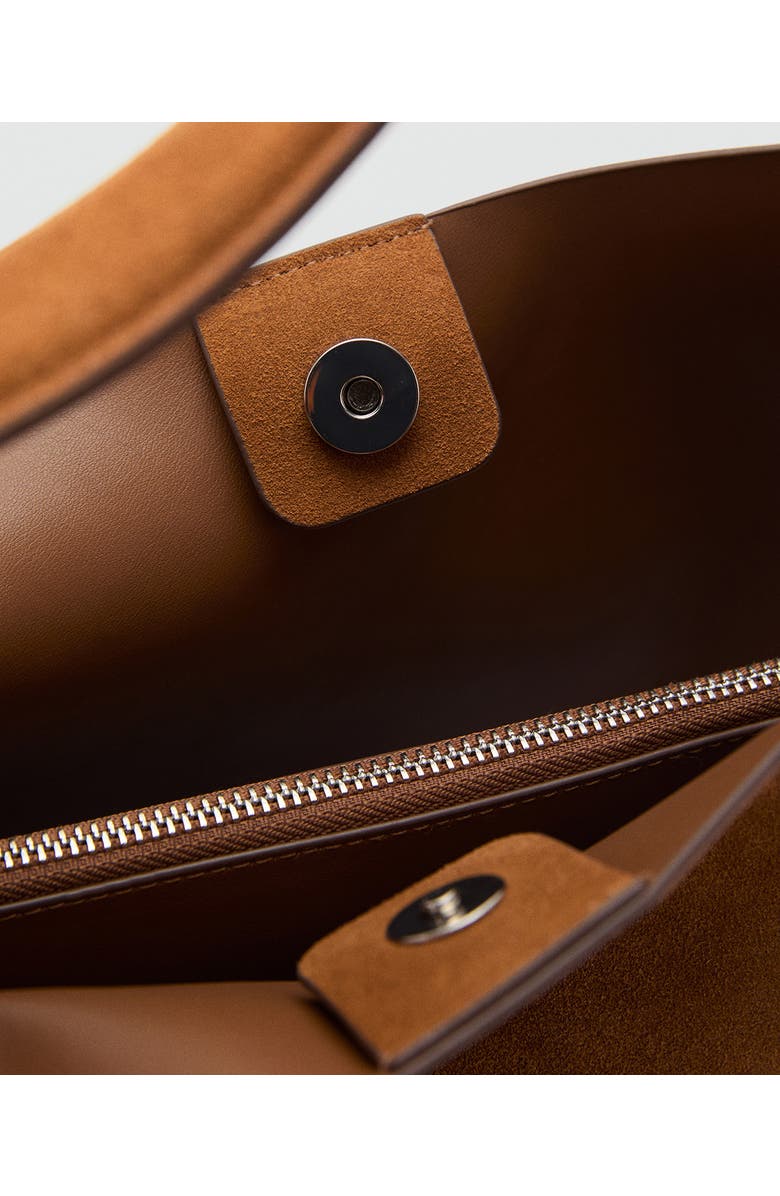 MANGO Large Suede Shopper Bag, Alternate, color, Leather