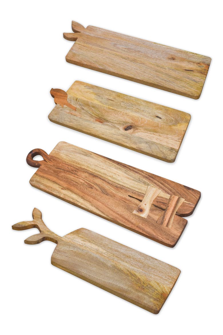 4-Piece Wood Charcuterie Board Set, Main, color, BROWN