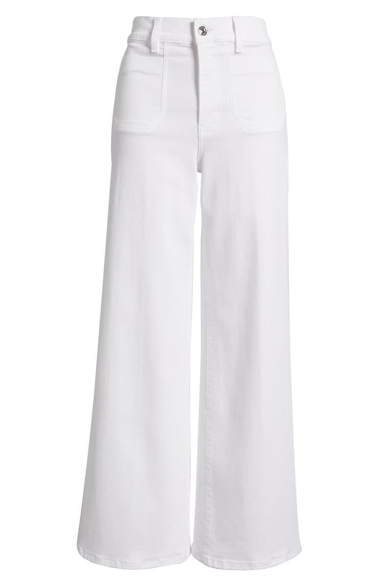 FRAME Le Slim Palazzo Patch Pocket High Waist Wide Leg Jeans, Alternate, color, White