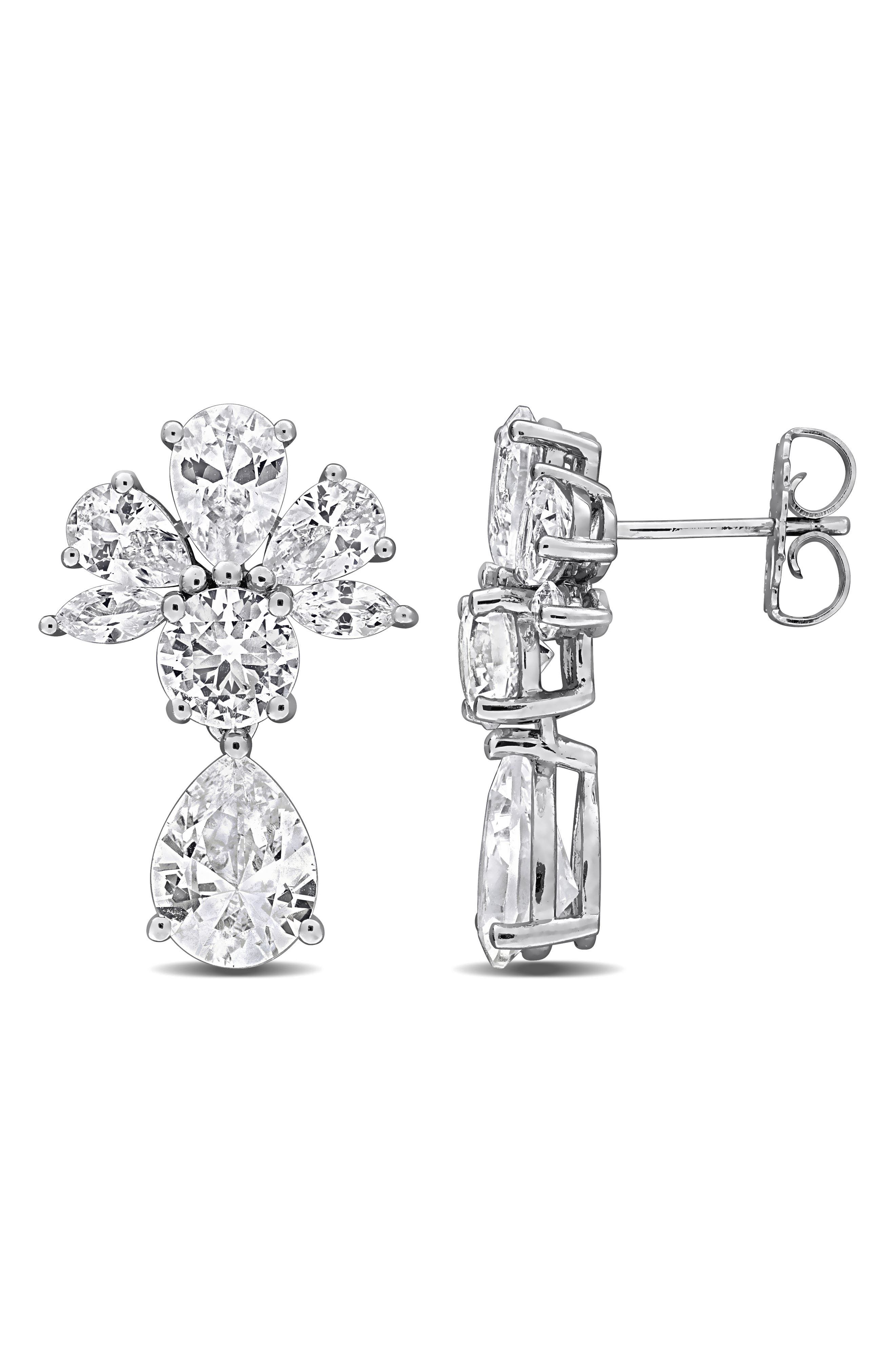 Lab Created White Sapphire Drop Earrings