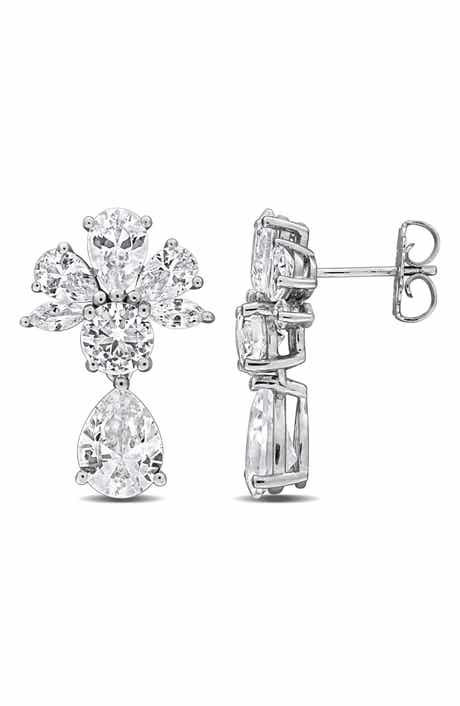 Lab Created White Sapphire Drop Earrings