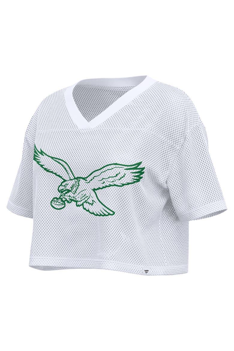 Women's Fanatics White Philadelphia Eagles Oversized Mesh Cropped V-Neck Jersey, Alternate, color, White