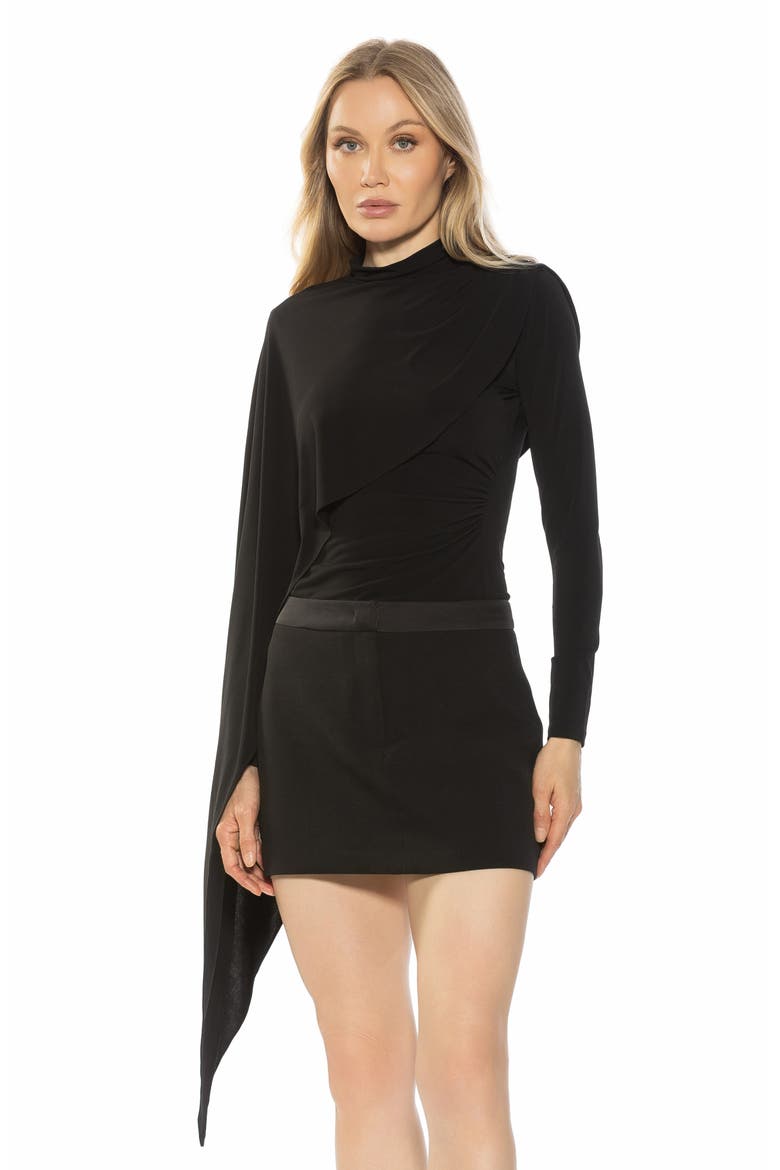Ivo Drape Cape Jersey Top, Alternate, color, BLACK