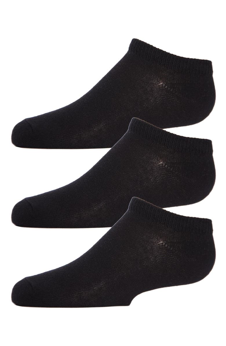 MeMoi Kids Low Cut Cotton Blend Socks 3-Pack, Alternate, color, Black
