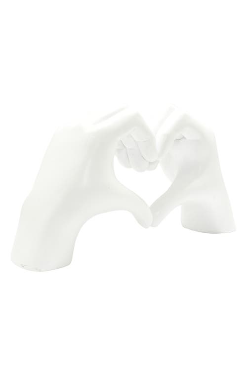 Kinetic Heart Sign Hands Sculpture In White