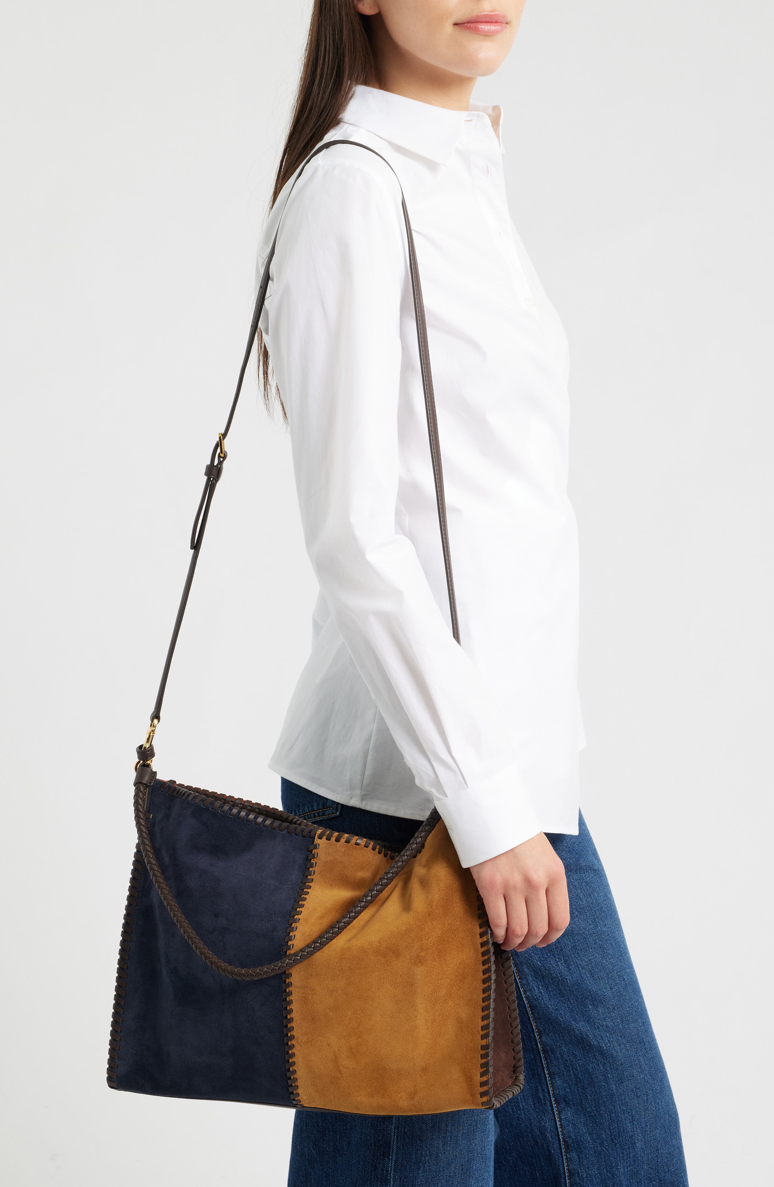 Vida Colorblock Suede Hobo Bag, Alternate, color, CYPRESS MULTI