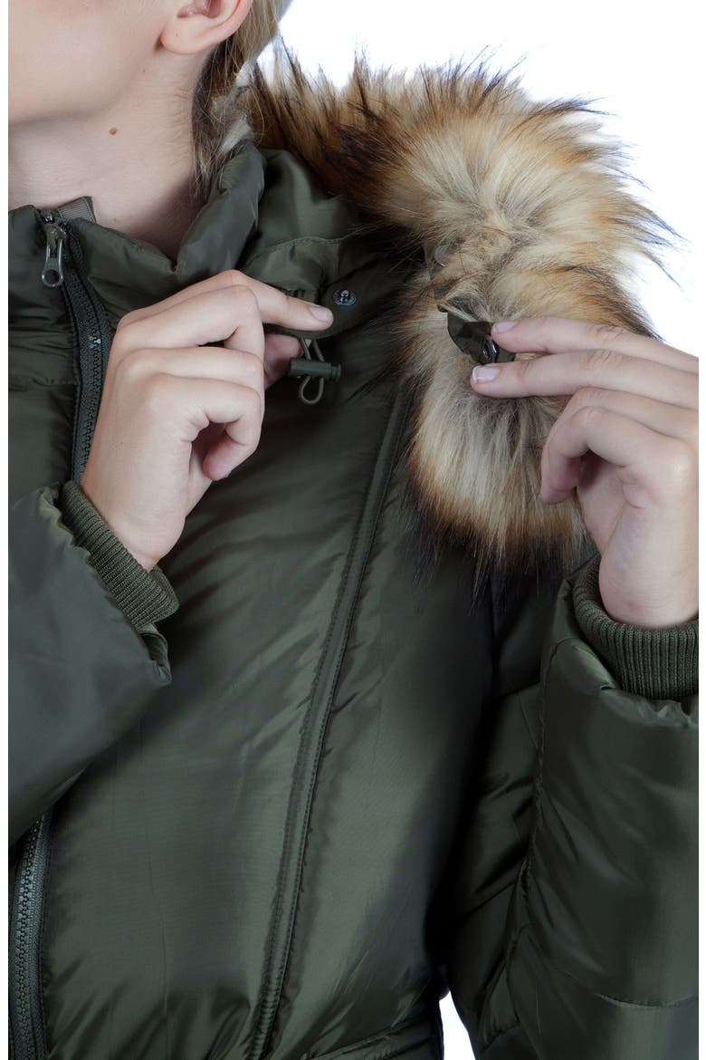 Convertible Maternity Puffer Jacket with Faux Fur Trim, Alternate, color, KHAKI GREEN