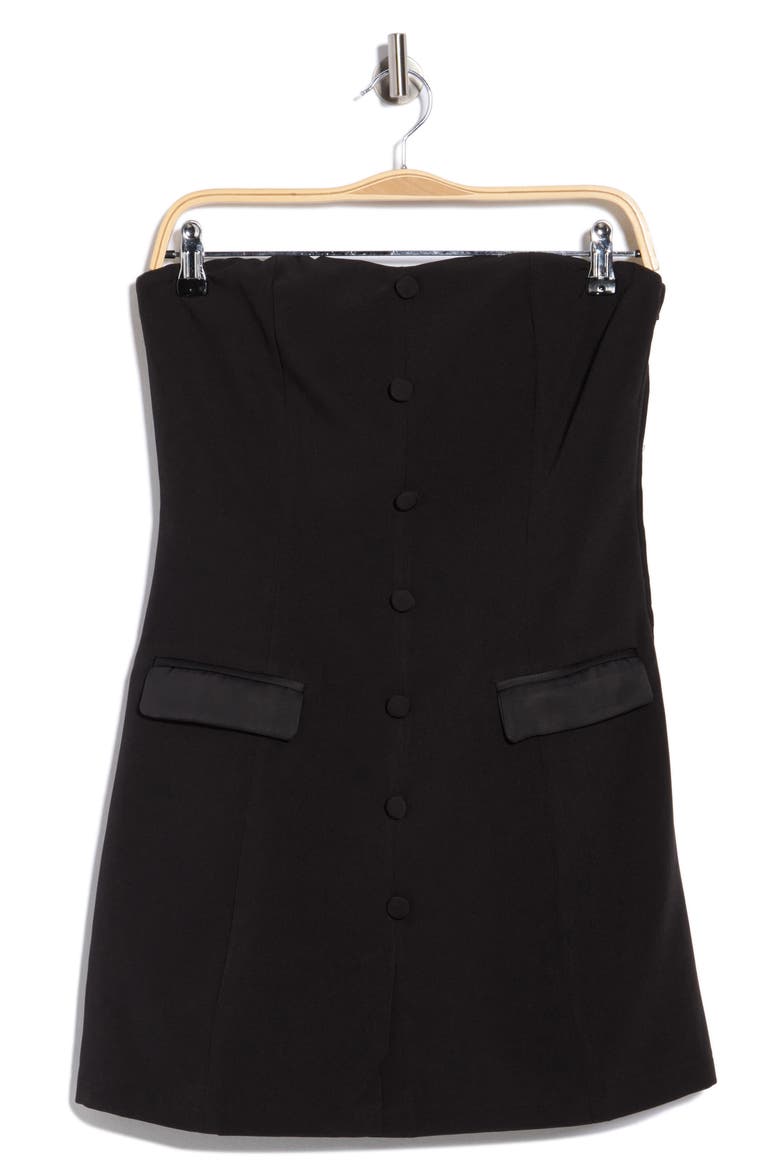 Beatrice Strapless Blazer Dress, Alternate, color, BLACK