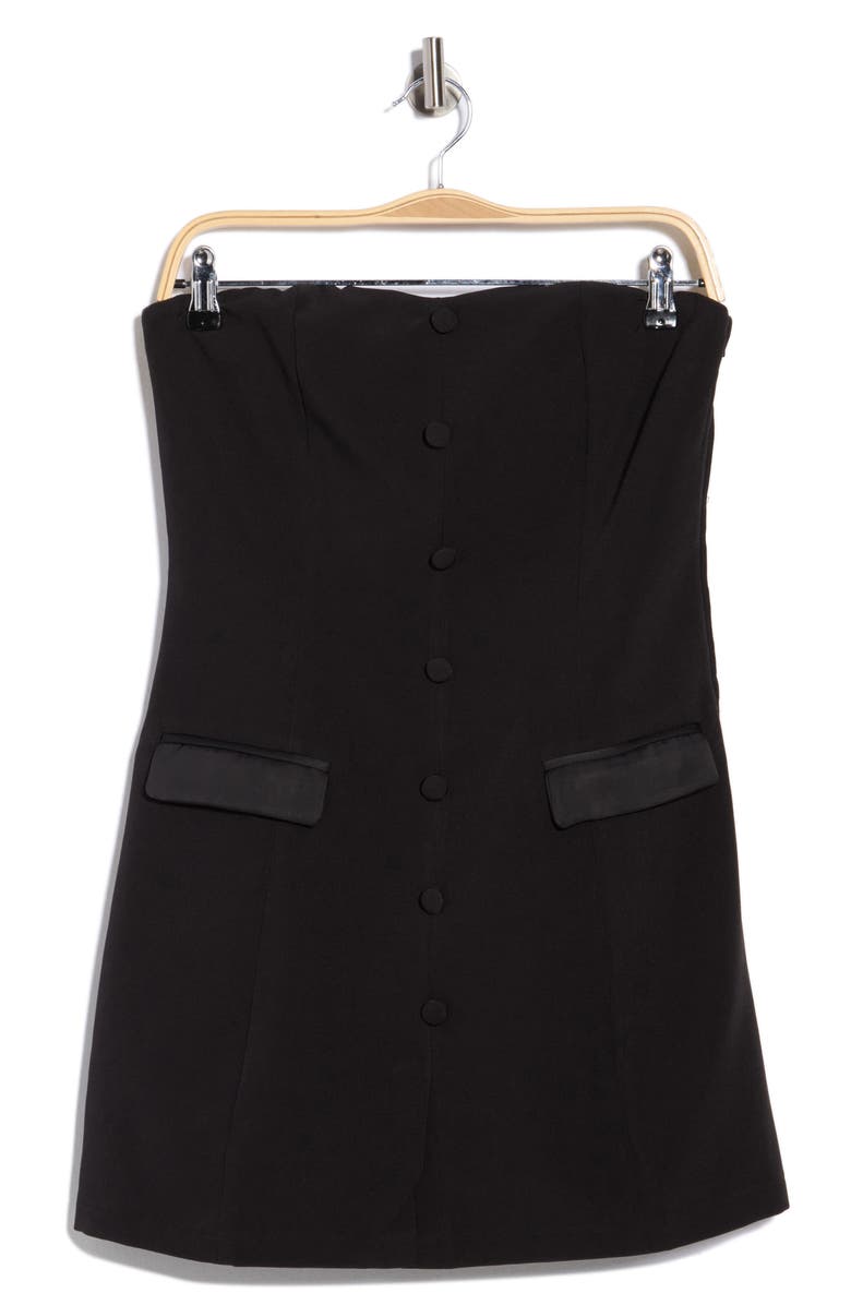 Lulus Beatrice Strapless Blazer Dress, Main, color, Black