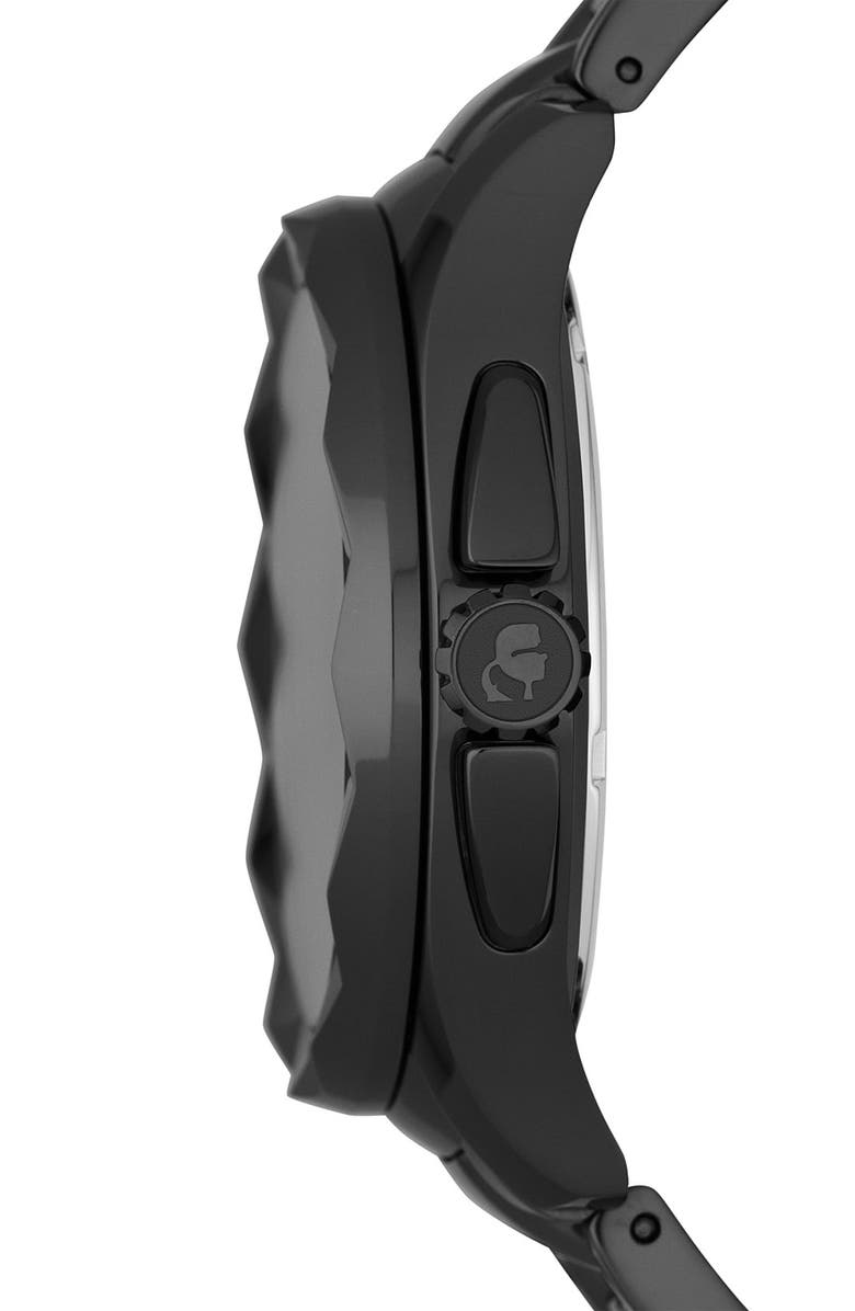 KARL LAGERFELD PARIS KARL LAGERFELD '7' Faceted Bezel Bracelet Watch, 44mm, Alternate, color, 
