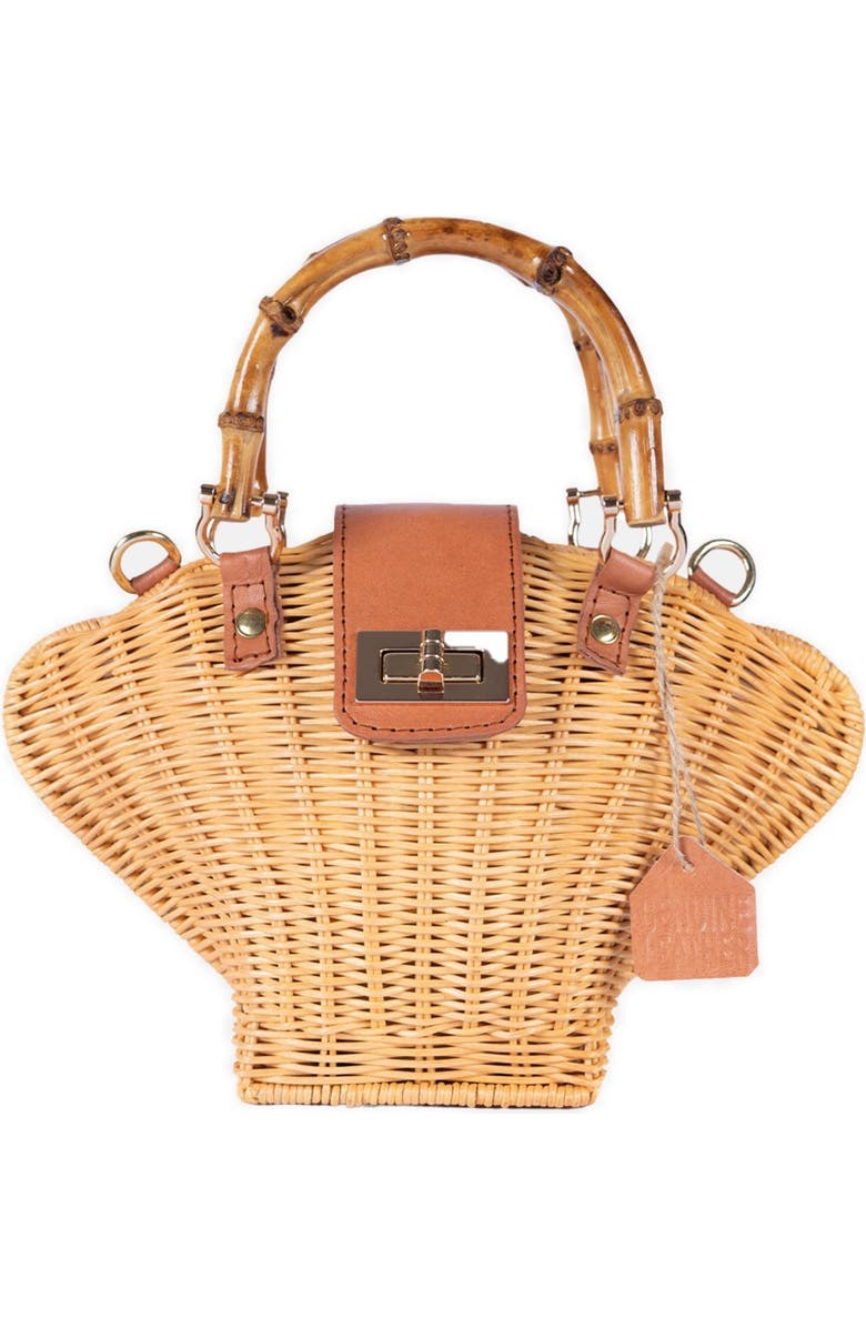 Jelavu Maree Handwoven Rattan Seashell Bag, Main, color, Tan
