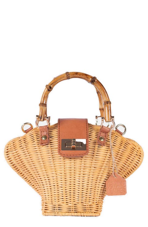Maree Handwoven Rattan Seashell Bag