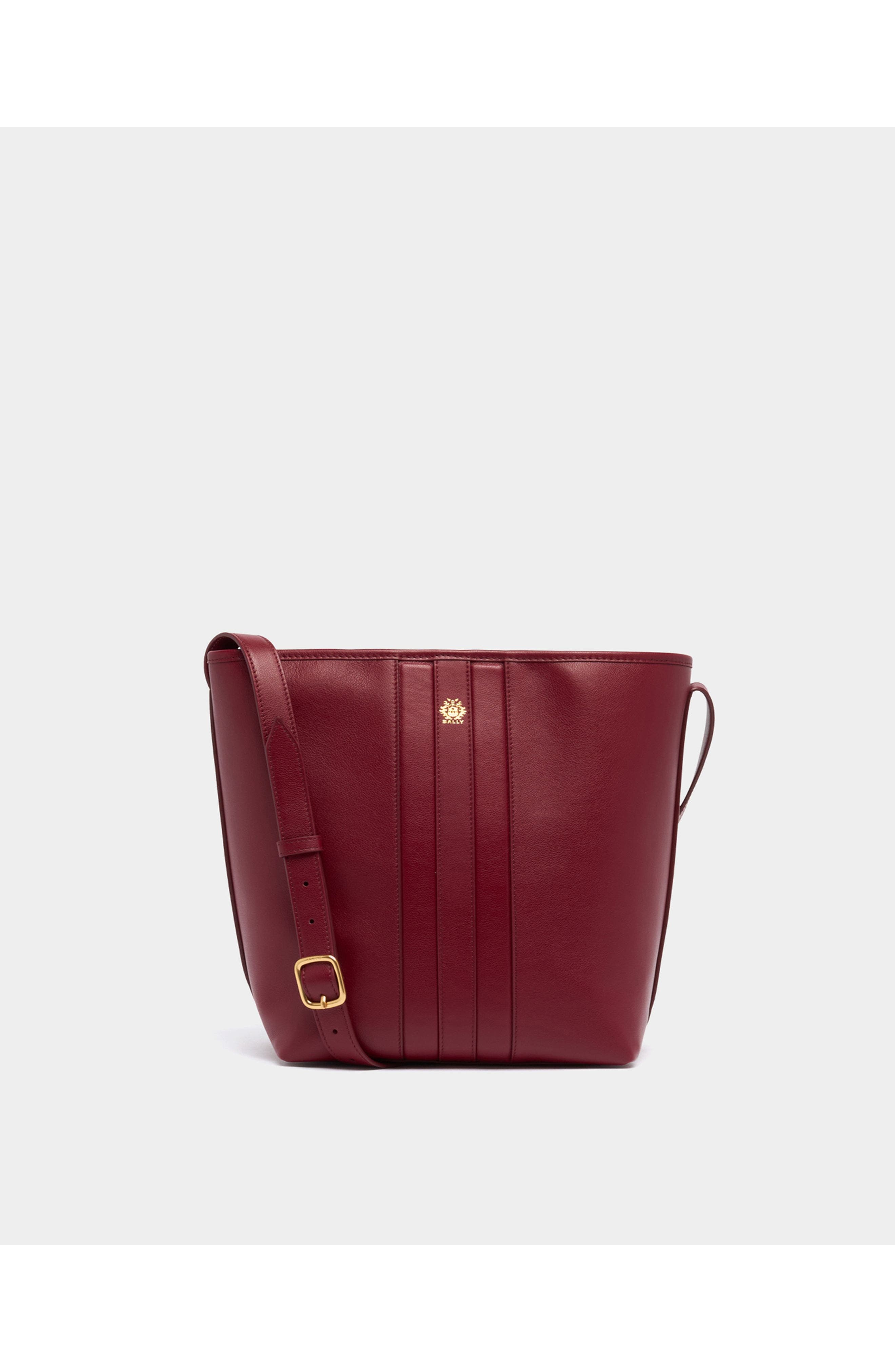 Bally Signature Bucket Bag in Leather, Main, color, Red