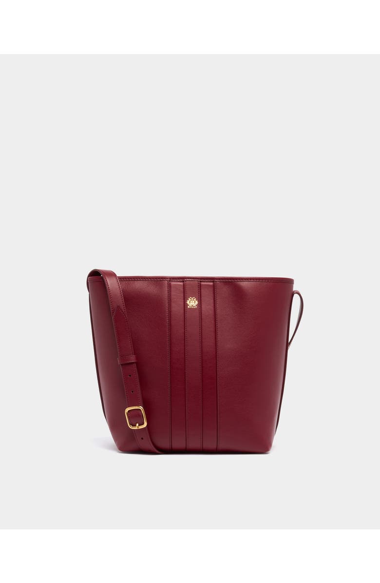 Bally Signature Bucket Bag in Leather, Main, color, Red