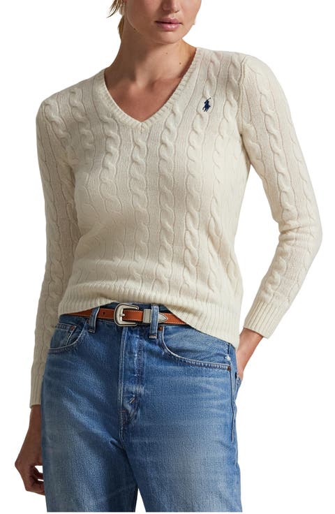 Kimberly Cable Wool & Cashmere V-Neck Sweater