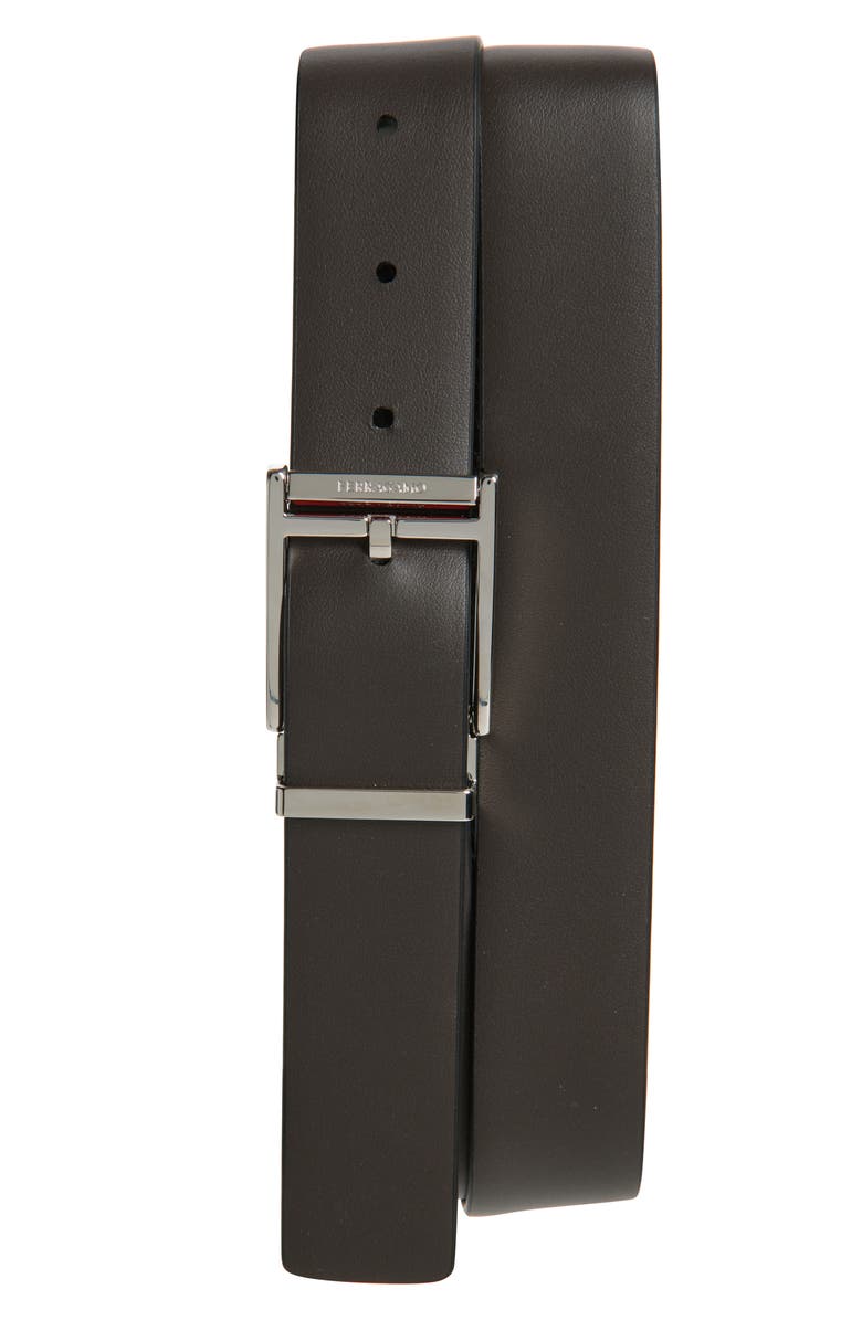 FERRAGAMO Reversible Leather Belt, Alternate, color, Nero/ T.moro