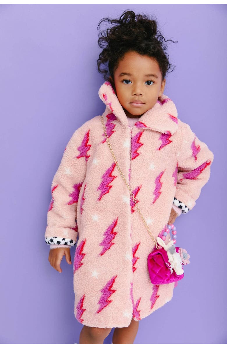 Lola + The Boys Lighting Flash Teddy Coat, Alternate, color, Pink