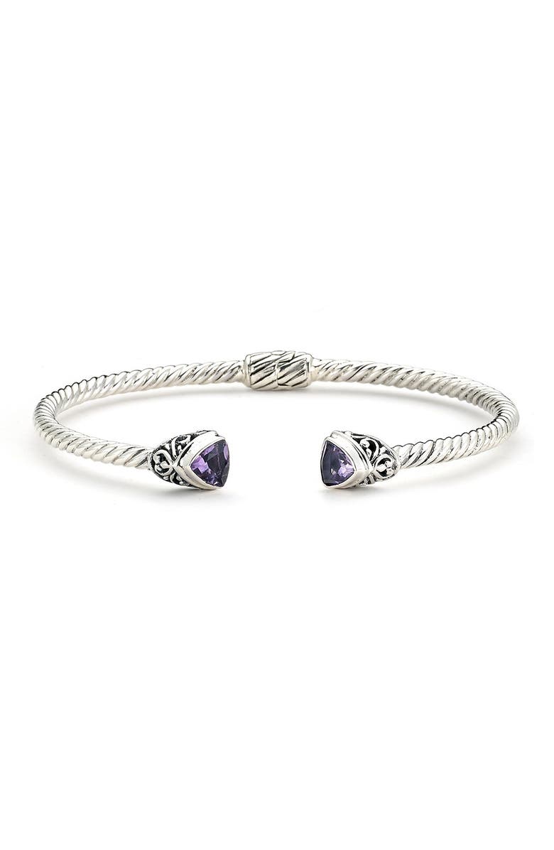 SAMUEL B. Sterling Silver Amethyst Cable Bangle Bracelet, Main, color, 