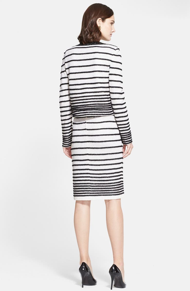 St. John Collection Eyelash Dégradé Stripe Knit Jacket with Bow, Alternate, color,