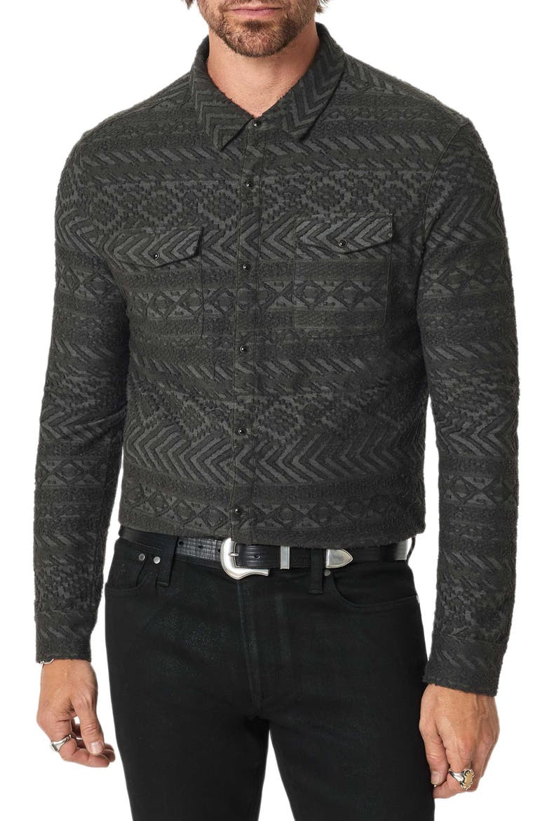 Glover Textured Snap-Up Western Shirt, Main, color, DK CHARCOAL