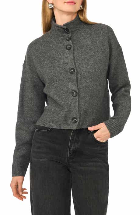 Button Mock Neck Cardigan