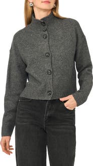 Vince Camuto Button Mock Neck Cardigan
