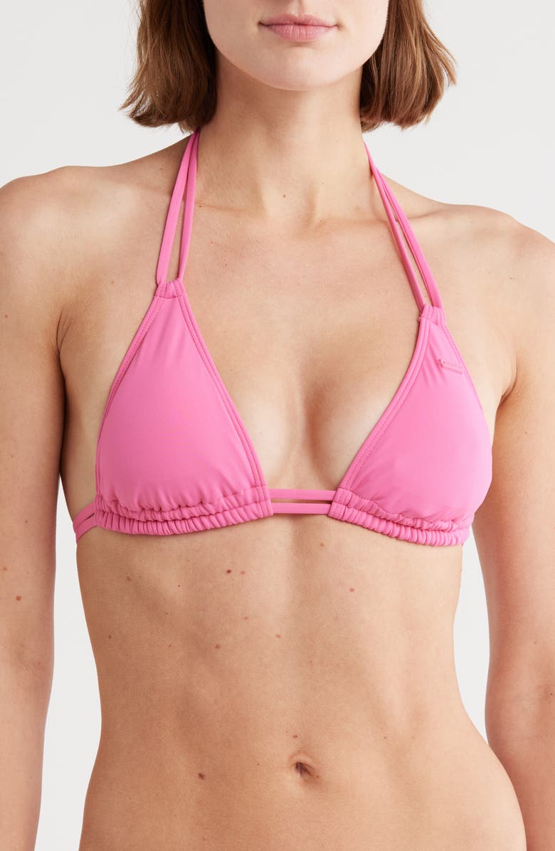 Roxy Beach Classic Triangle Bikini Top, Main, color, Shocking Pink