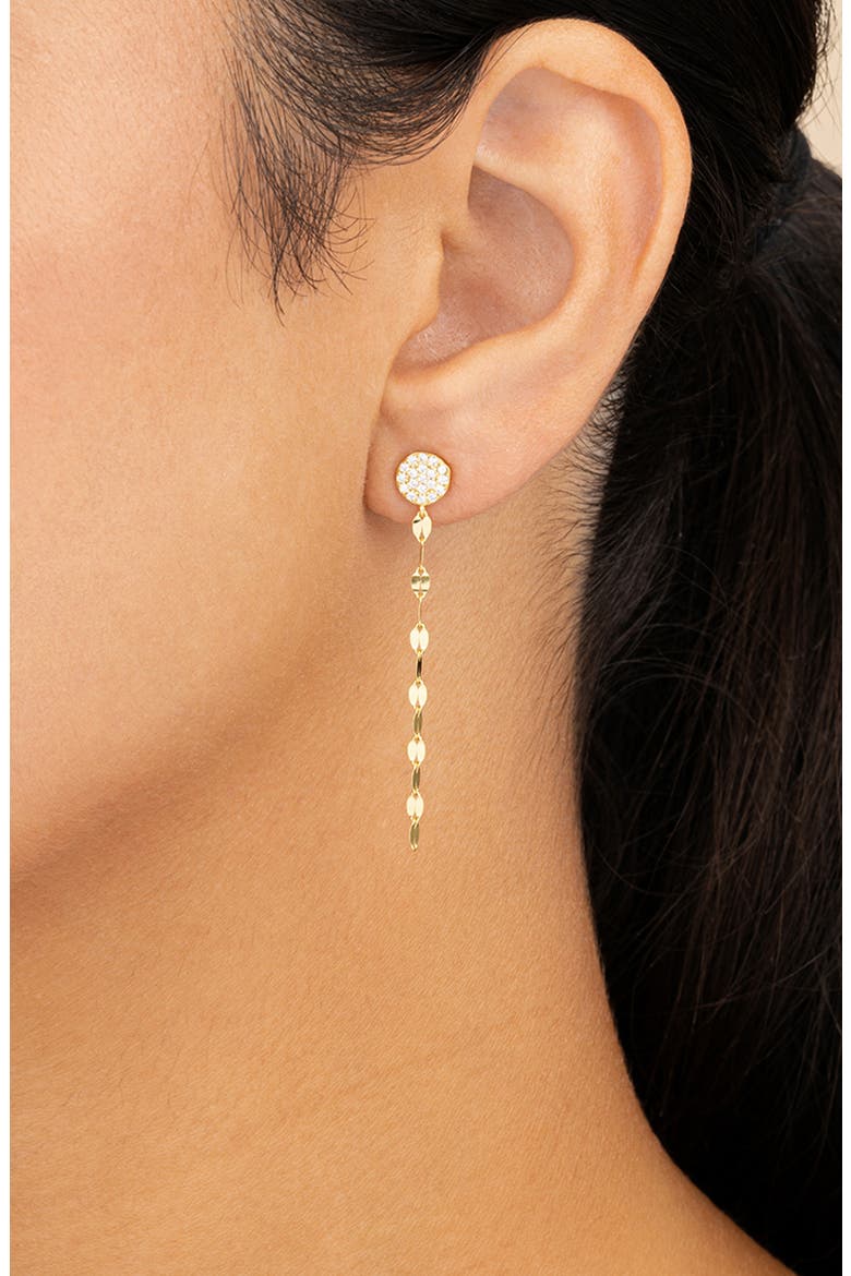 Annabelle CZ Pavé Disc Drop Earrings, Alternate, color, GOLD