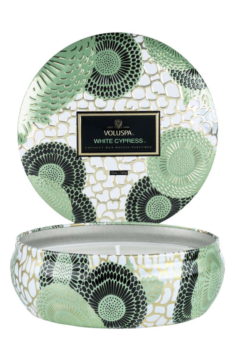 Voluspa White Cypress 3-Wick Tin Candle, Alternate, color, White Cypress