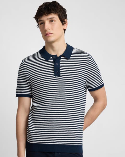 Cotton Textured Knit Polo Tee