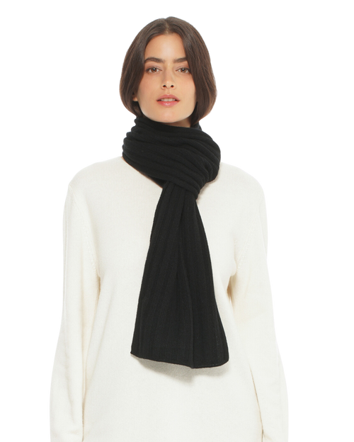 Monticelli Cashmere Pure Cashmere Plush-ribbed Scarf In Black