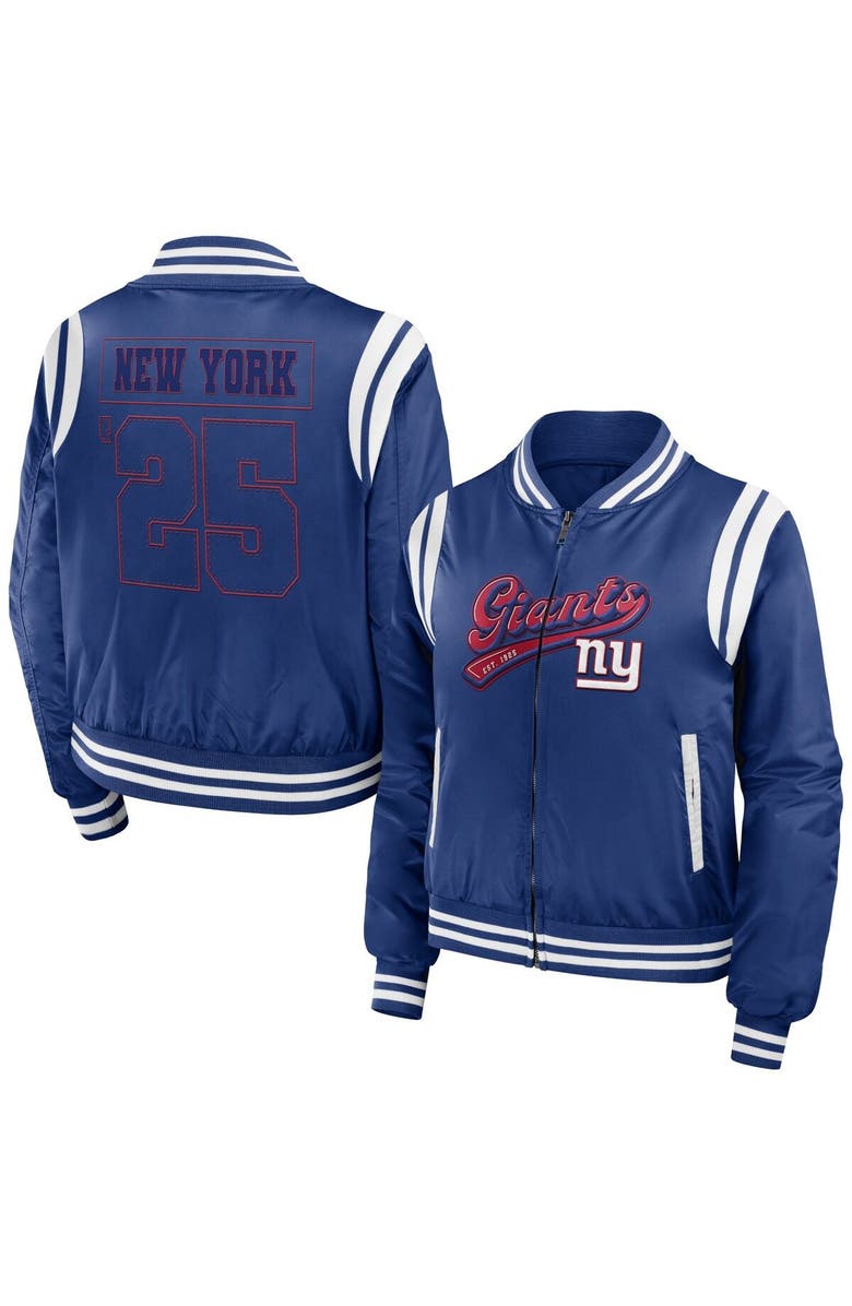 WEAR by Erin Andrews Women's WEAR by Erin Andrews Royal New York Giants Bomber Full-Zip Jacket, Main, color, Royal