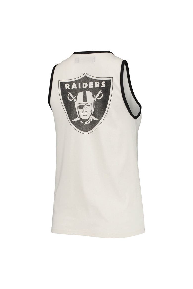Women's Junk Food White/Black Las Vegas Raiders Throwback Pop Binding Scoop Neck Tank Top, Alternate, color, White