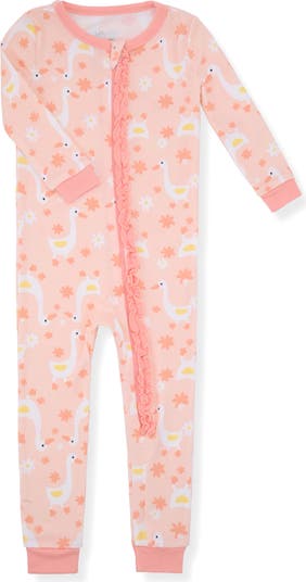Goose Print Fitted One-Piece Pajamas with Lovey