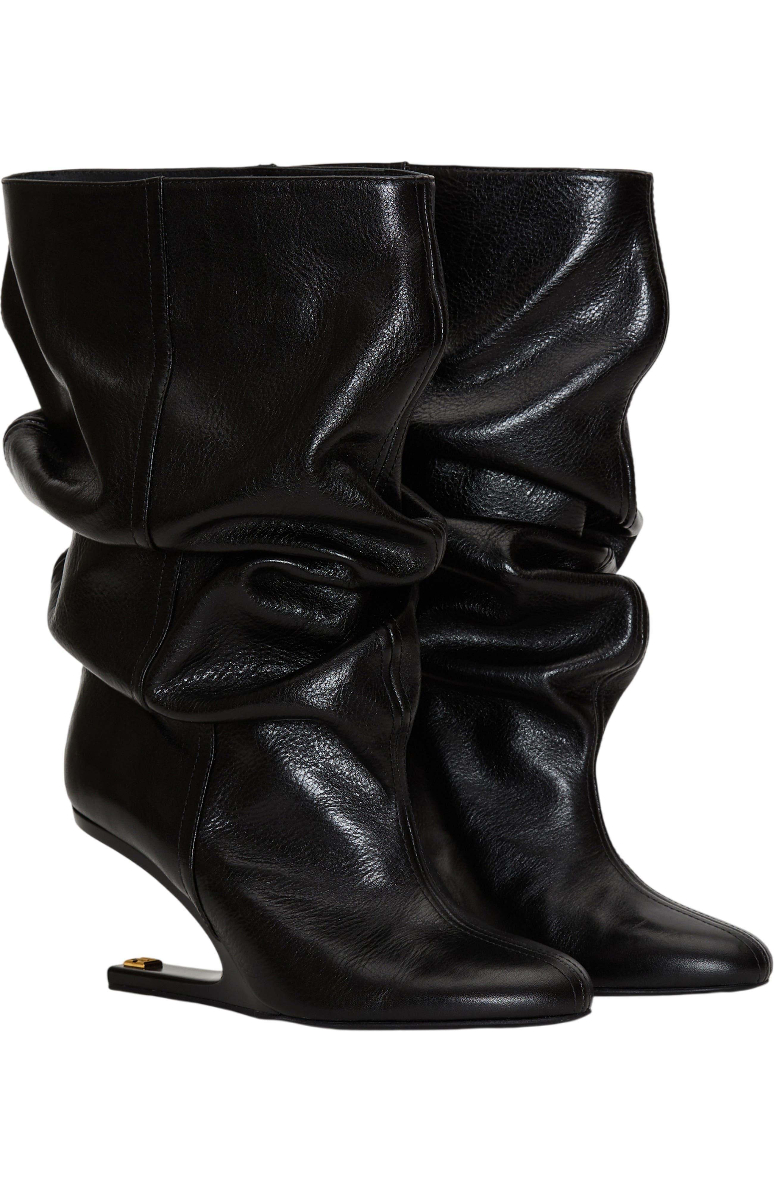 Balmain No Wedge textured leather ankle boots, Main, color, Black