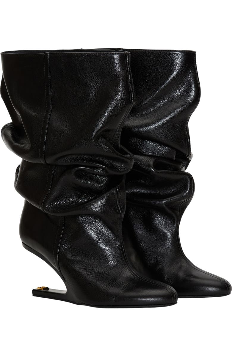 Balmain No Wedge textured leather ankle boots, Main, color, Black