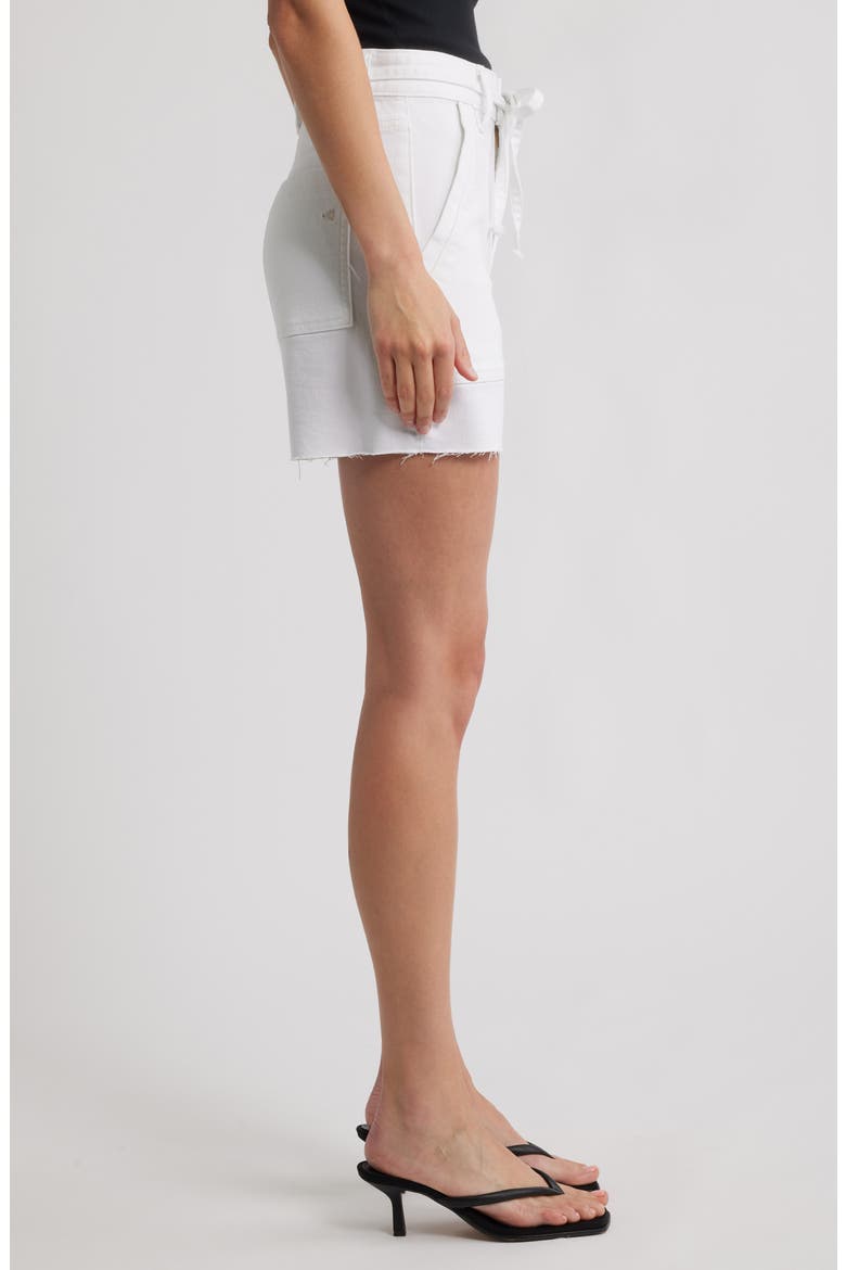 Five Hour Tie Waist Denim Shorts, Alternate, color, WHITE