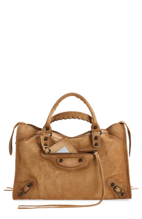 Balenciaga Medium Le City Suede Satchel in 2533 Camel at Nordstrom
