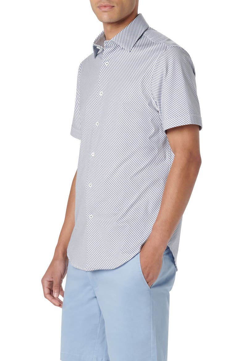 Miles OoohCotton® Geometric Short Sleeve Button-Up Shirt, Alternate, color, RIVIERA