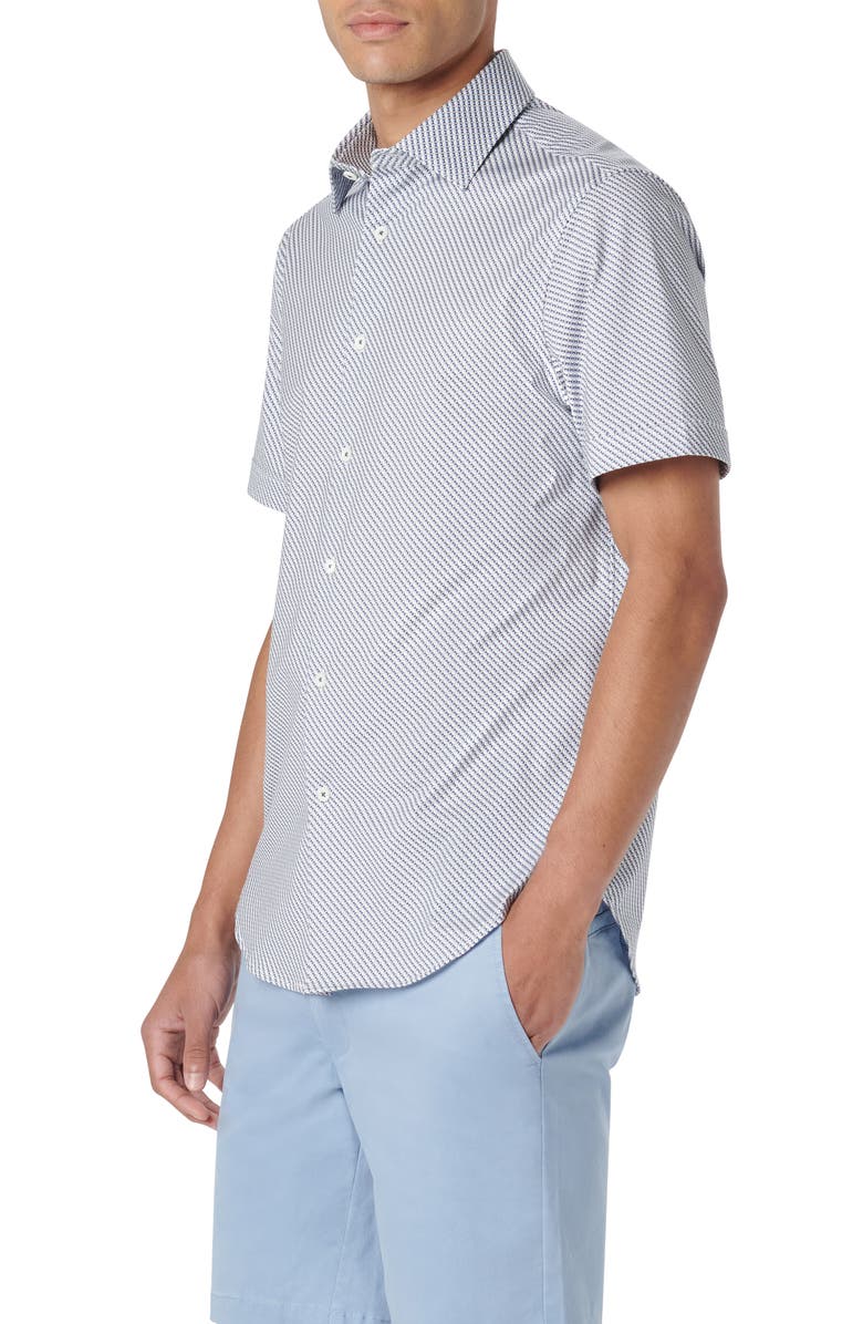 Bugatchi Miles OoohCotton<sup>®</sup> Geometric Short Sleeve Button-Up Shirt, Alternate, color,