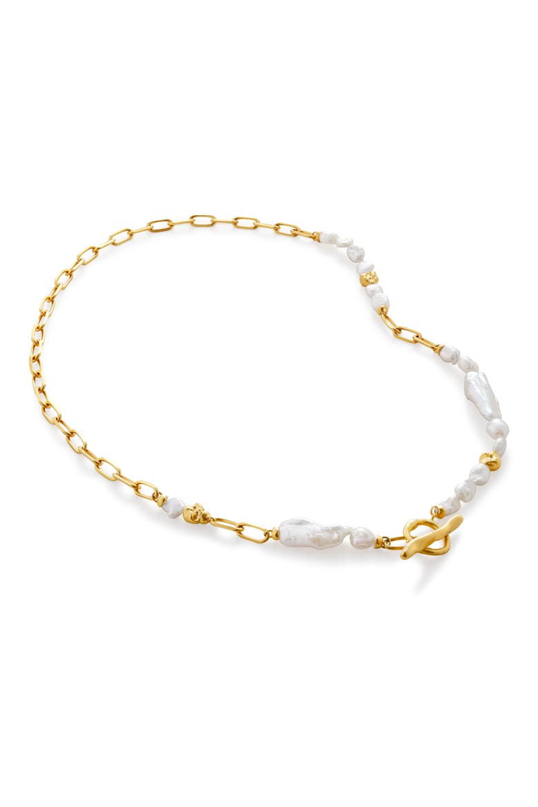 x Amy Powney Keshi Pearl Necklace, Main, color, 18CT GOLD VERMEIL / PEARL