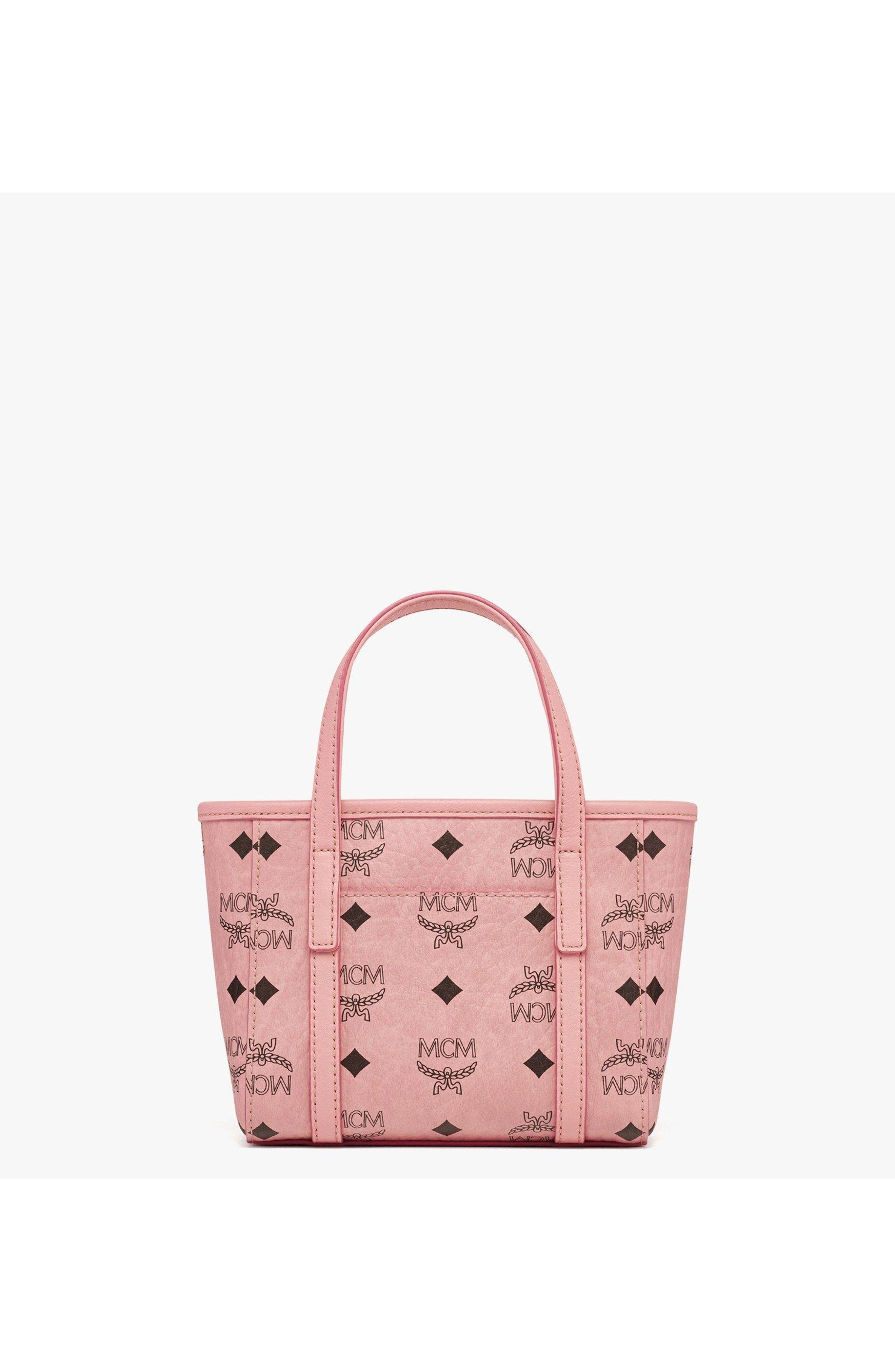 MCM X-Mini Toni Top-Zip Shopper in Visetos, Alternate, color, Pink