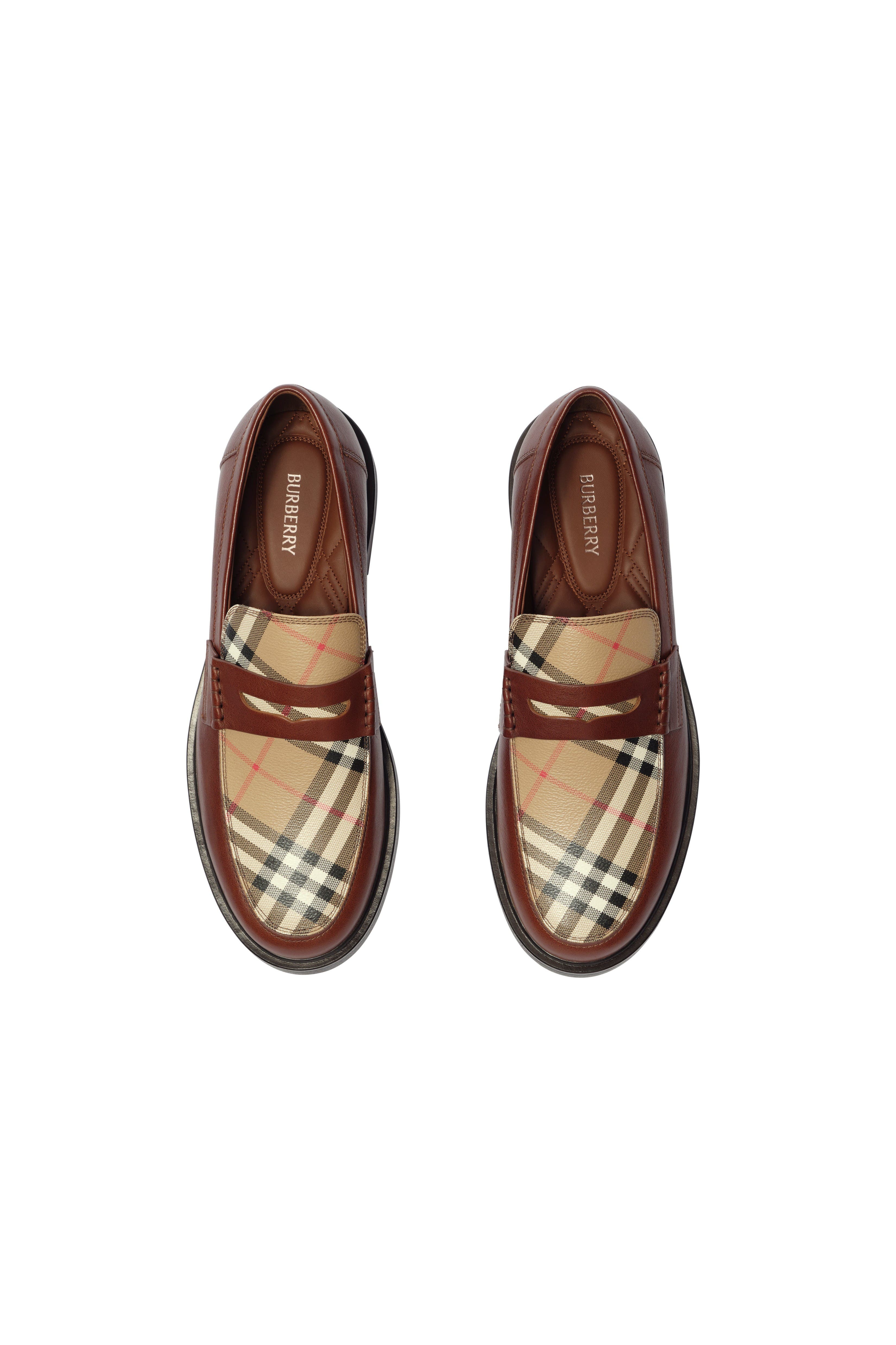 Leather Pembroke Loafers, Alternate, color, Tobacco brown/archive beige